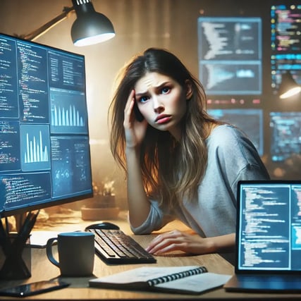 A woman looking confused whilst building a data platform